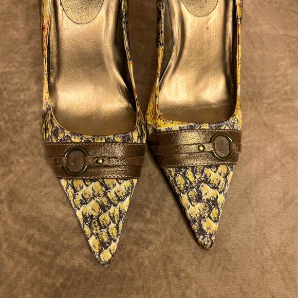 Aldo Multicolor Patchwork Pointed Toe Stiletto Rocaille High Heels Boho Y2K - Picture 9 of 11